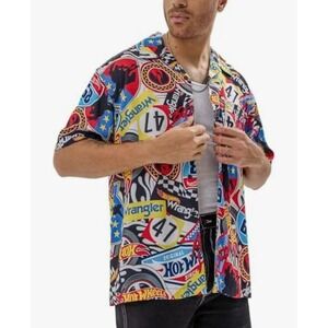 Wrangler X Hotwheels Mens Casual Button Up Tshirt Size Medium